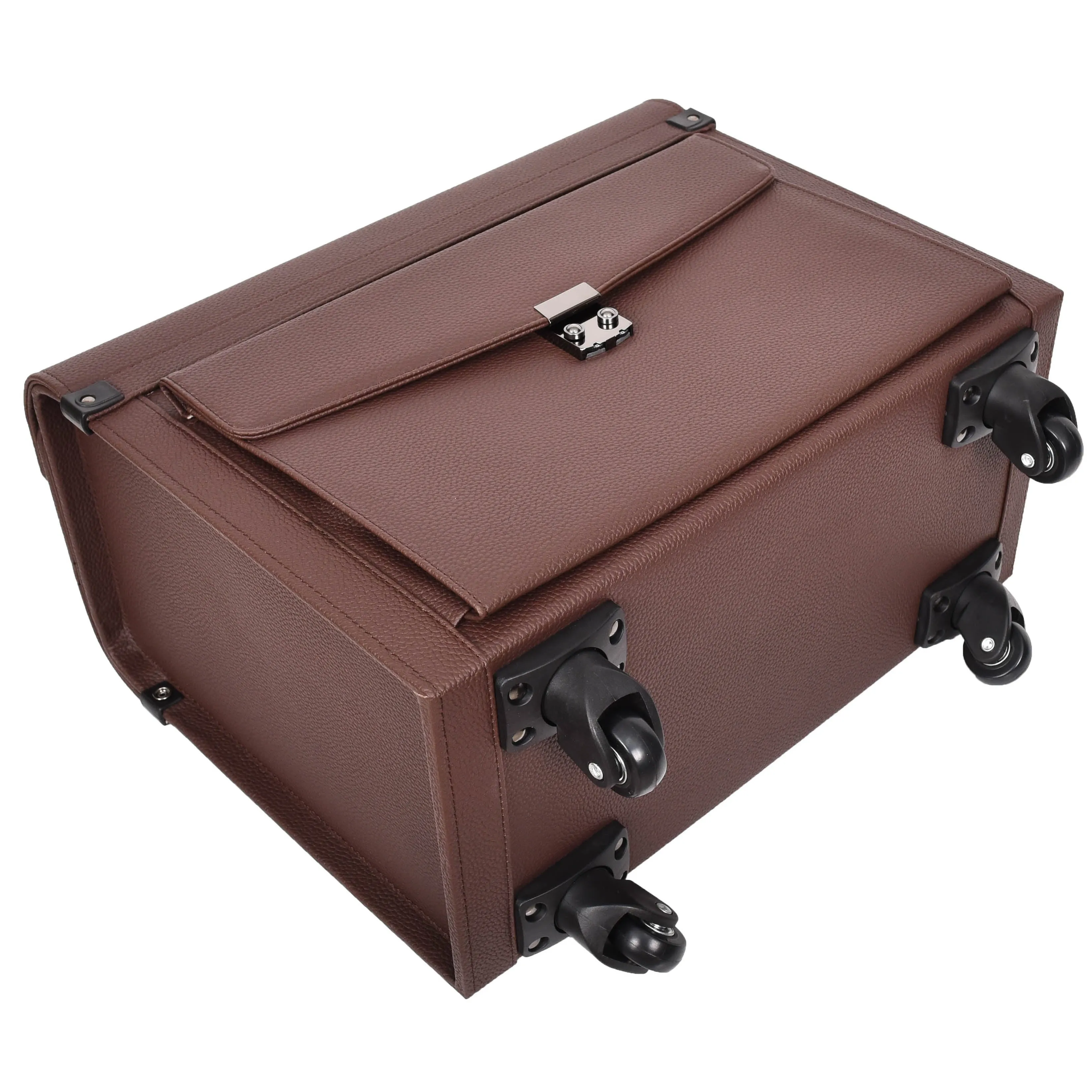 DR695 Four Wheel Pilot Case Faux Leather Cabin Bag Brown
