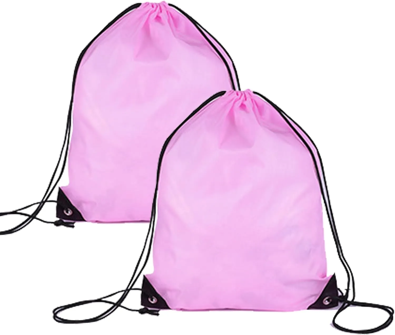 Drawstring Backpack 2 Pcs Nylon Draw String Bag Gym Cinch Sack Drawstring Bags Sport Bag 6 Colors (Pink)