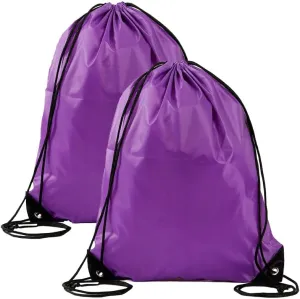 Drawstring Backpack 2 Pcs Nylon Draw String Bag Gym Cinch Sack Drawstring Bags Sport Bag 6 Colors (Purple)