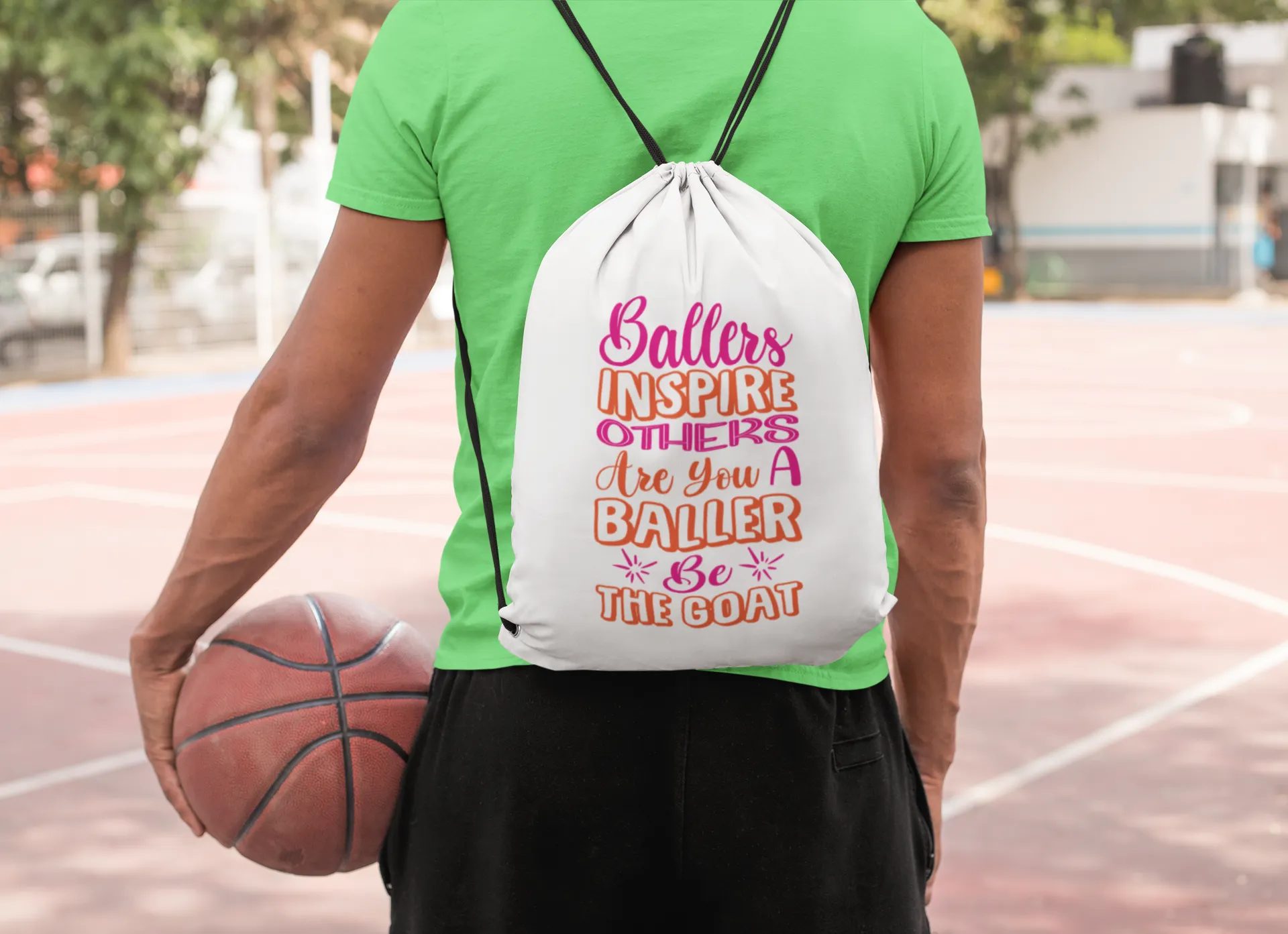 Drawstring Backpack BALLERS INSPIRE OTHERS TO BE THE GOAT Basketball Bag