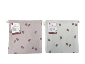 Drawstring Bag Strawberry Pattern 23cm x 23cm