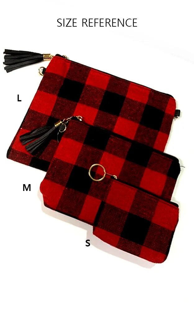 EABG9373 Beige Plaid Crossbody Clutch Bag