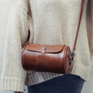 Effie Vintage Distressed Leather Cylinder Bag - 3 Colors