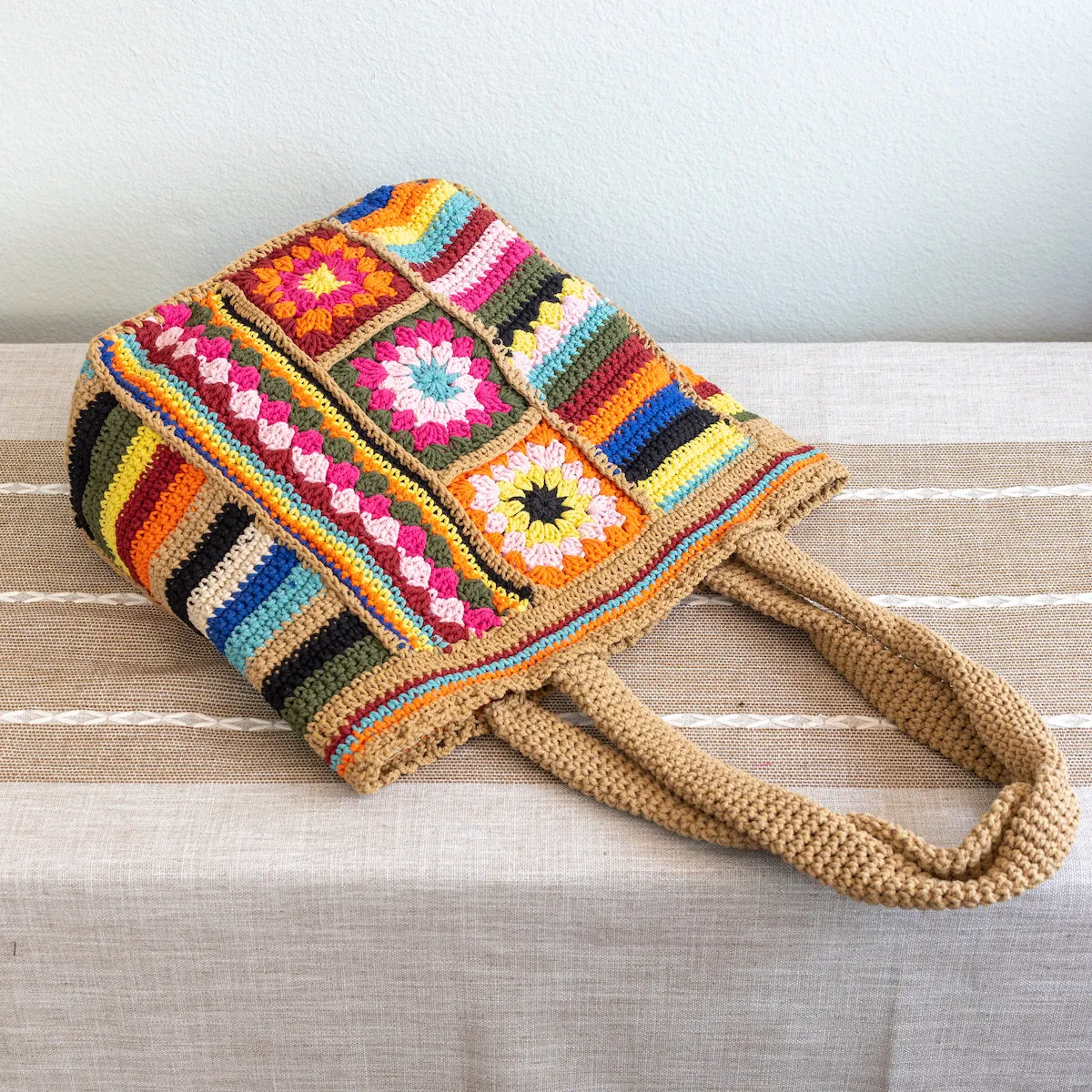 Elena Handbags Handmade Crochet Granny Square Patchwork Shoulder Bag
