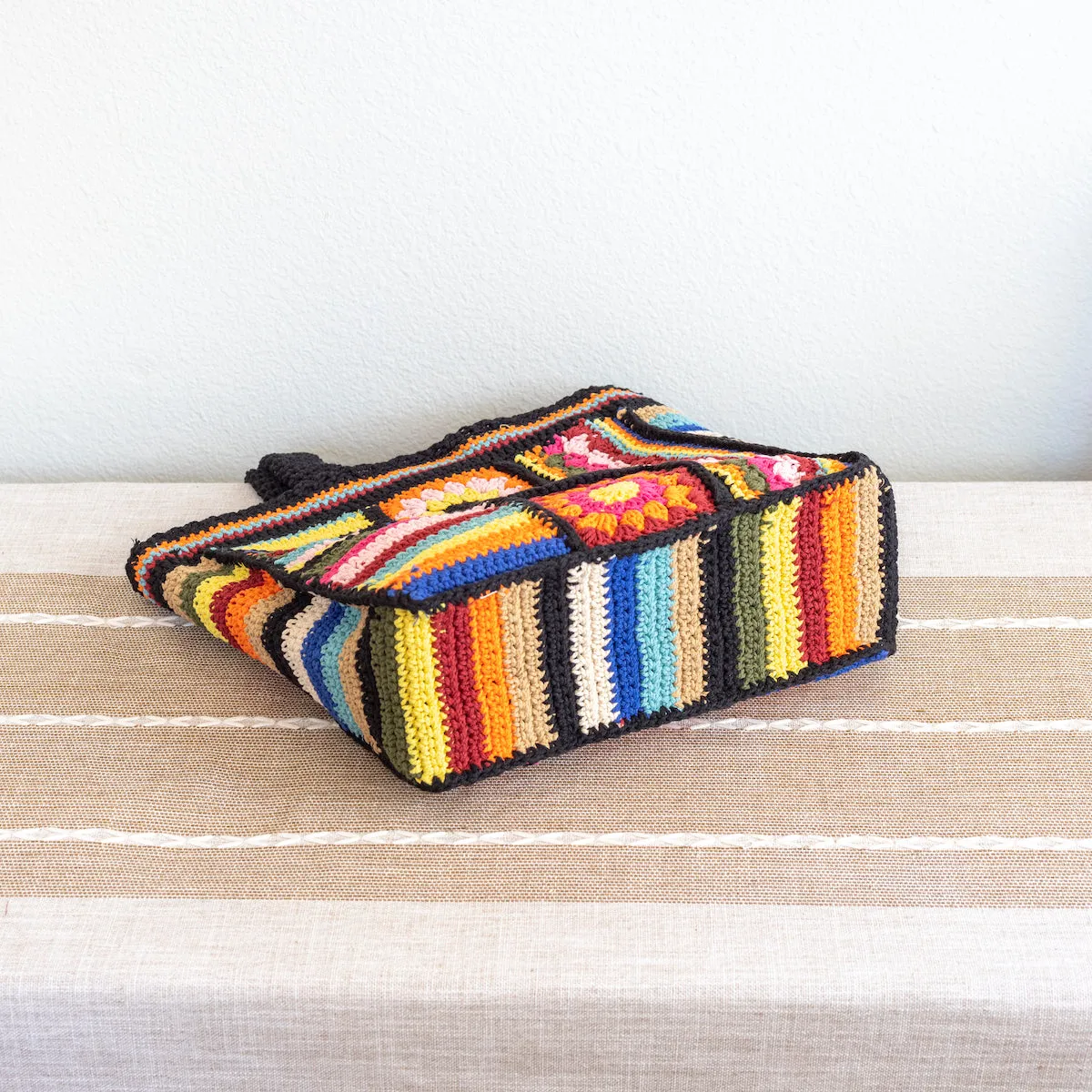 Elena Handbags Handmade Crochet Granny Square Patchwork Shoulder Bag