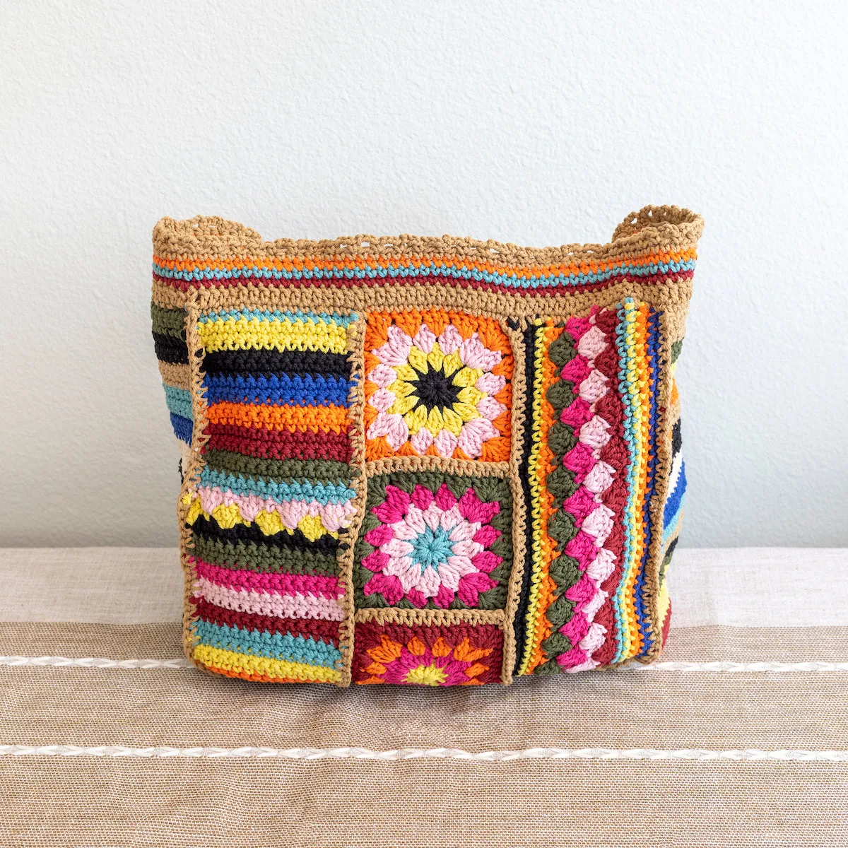 Elena Handbags Handmade Crochet Granny Square Patchwork Shoulder Bag