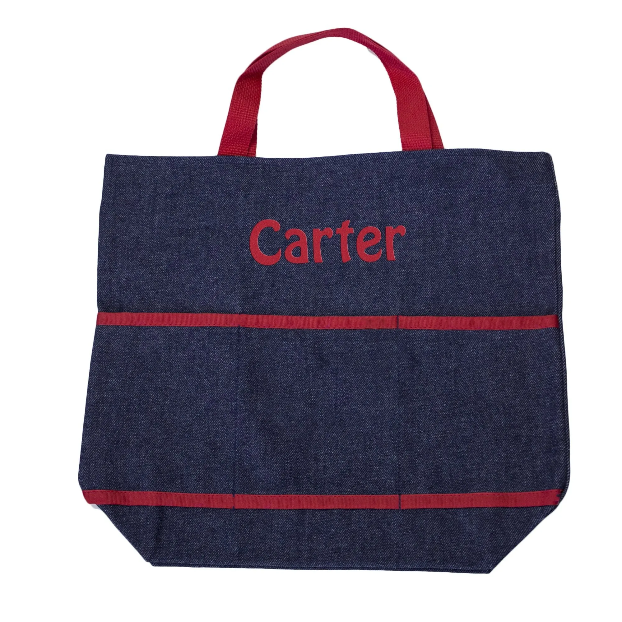 Embroidered Denim w/ Red Tote