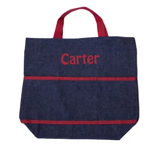 Embroidered Denim w/ Red Tote