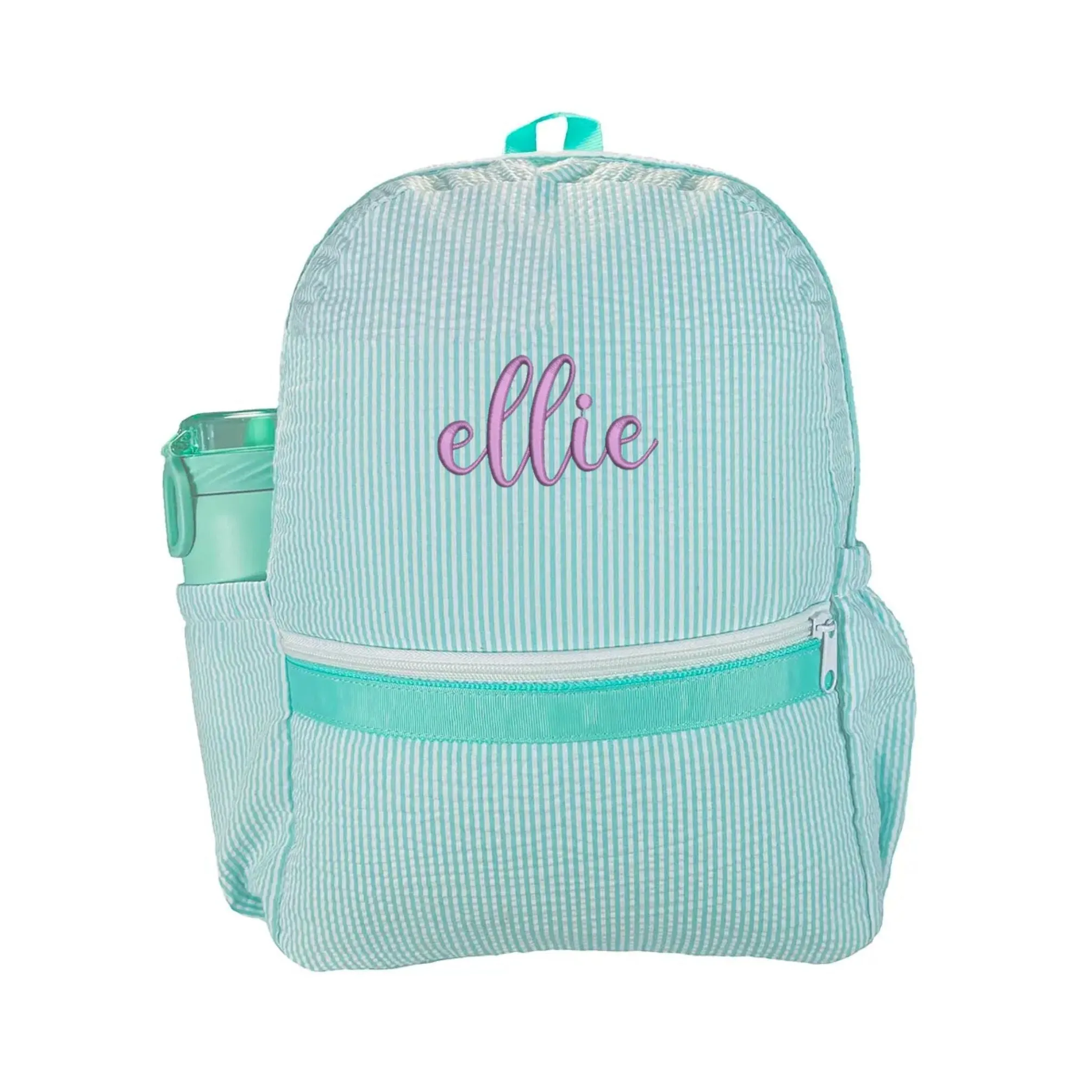 Embroidered Monogram Kids Seersucker Backpack