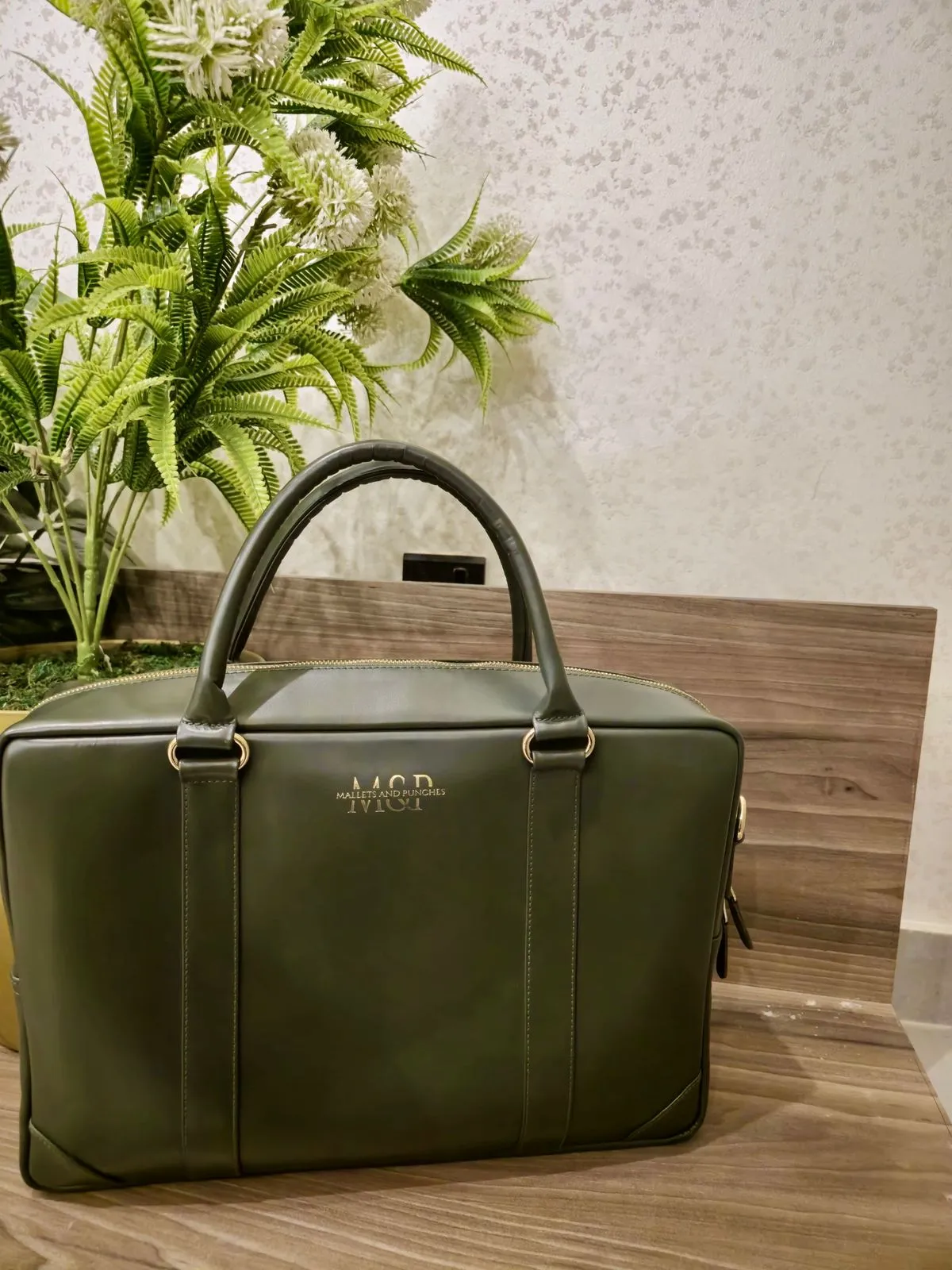 Emerald Green Leather Briefcase