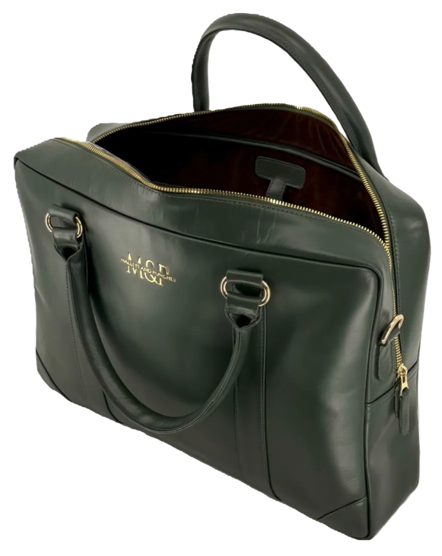 Emerald Green Leather Briefcase