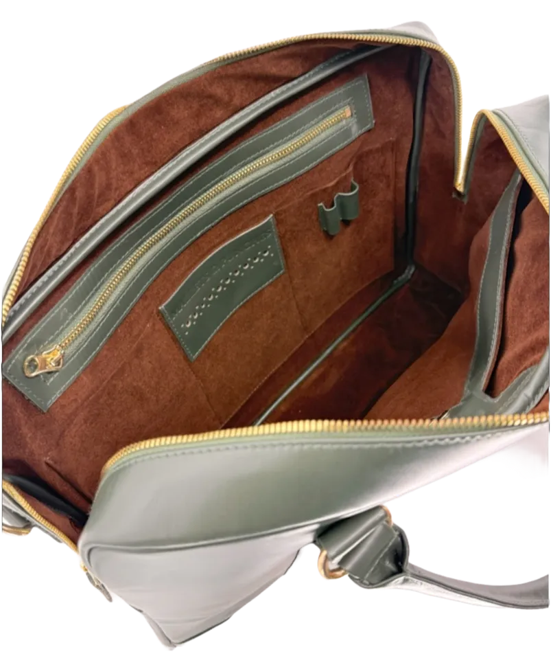 Emerald Green Leather Briefcase