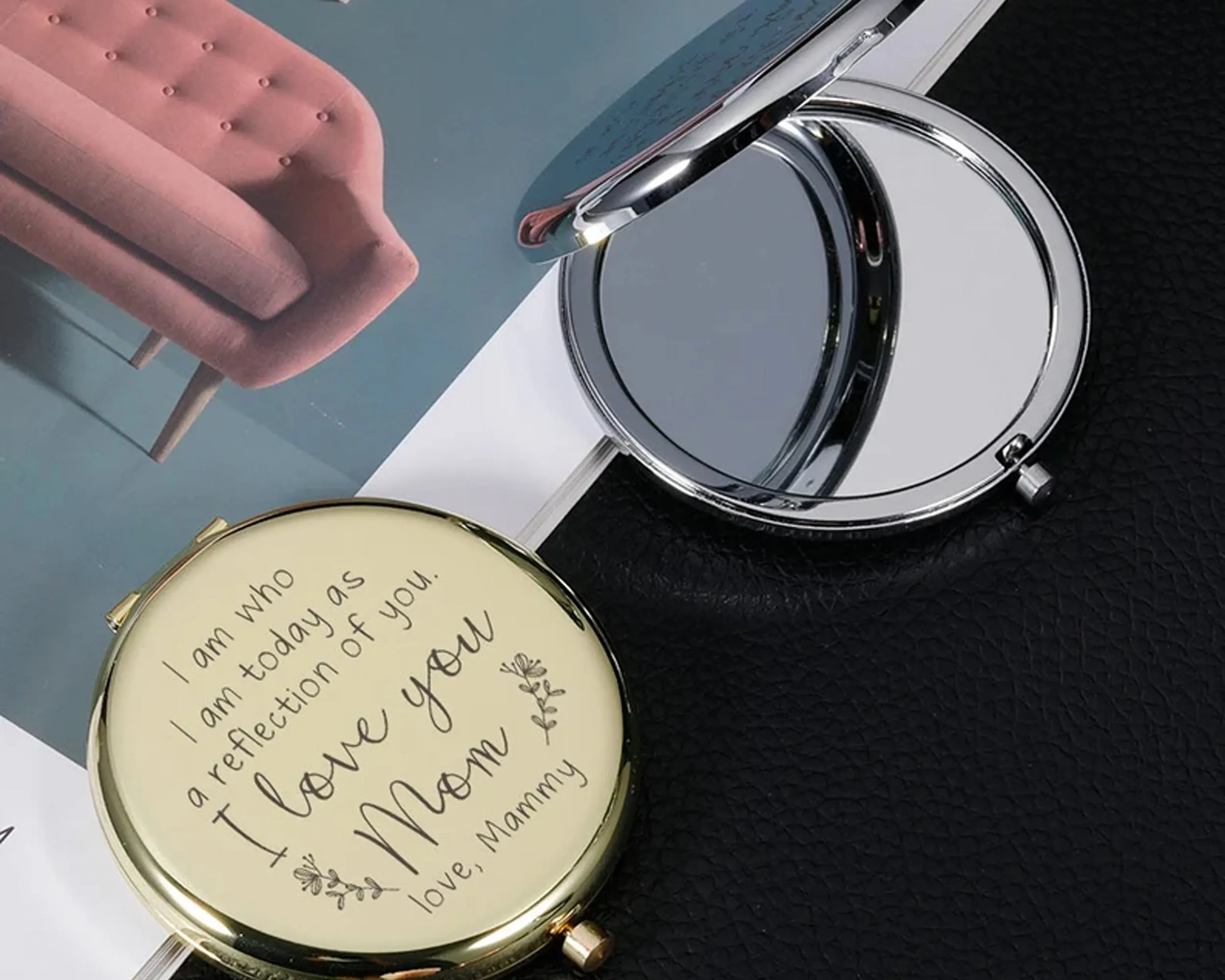 Engraved Metal Pocket Mirror