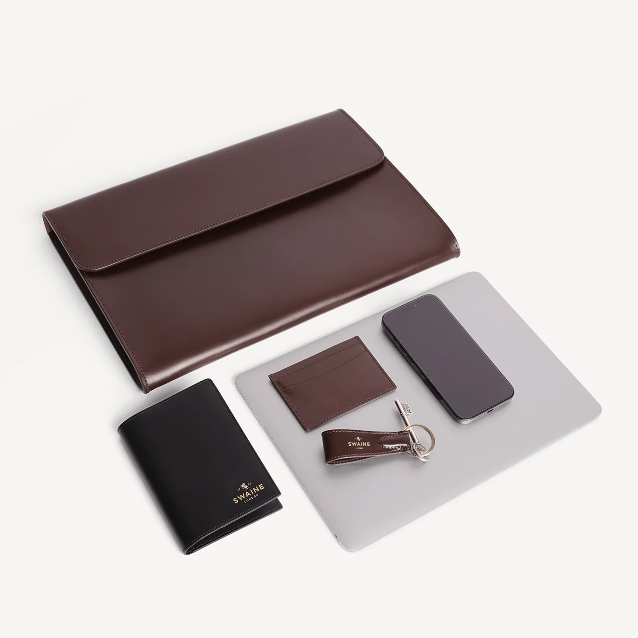 Eton Document Holder - Black with Red suede lining