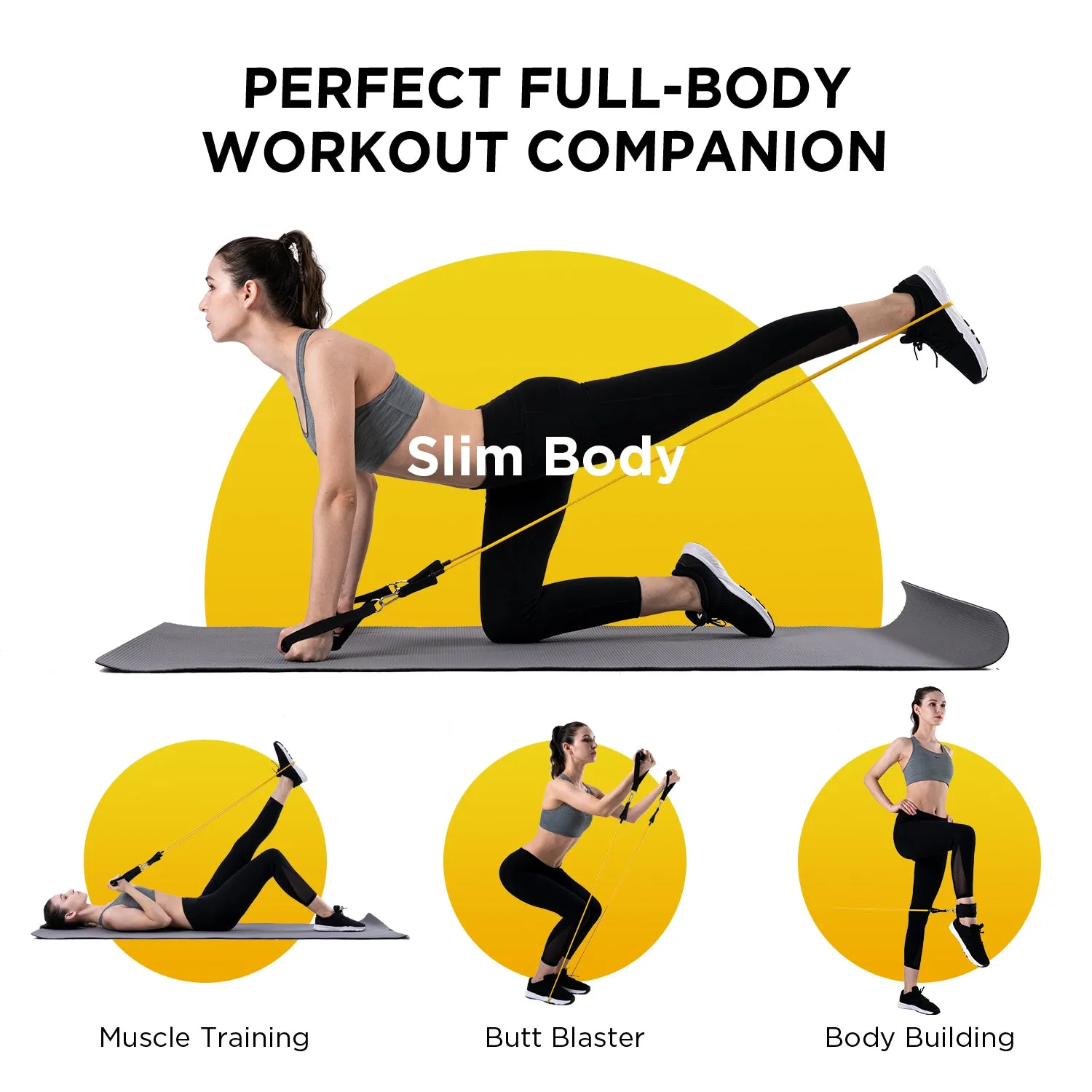 Exercise Workout Bands Up to 150lb W/ Door Anchor & Handles for Strength