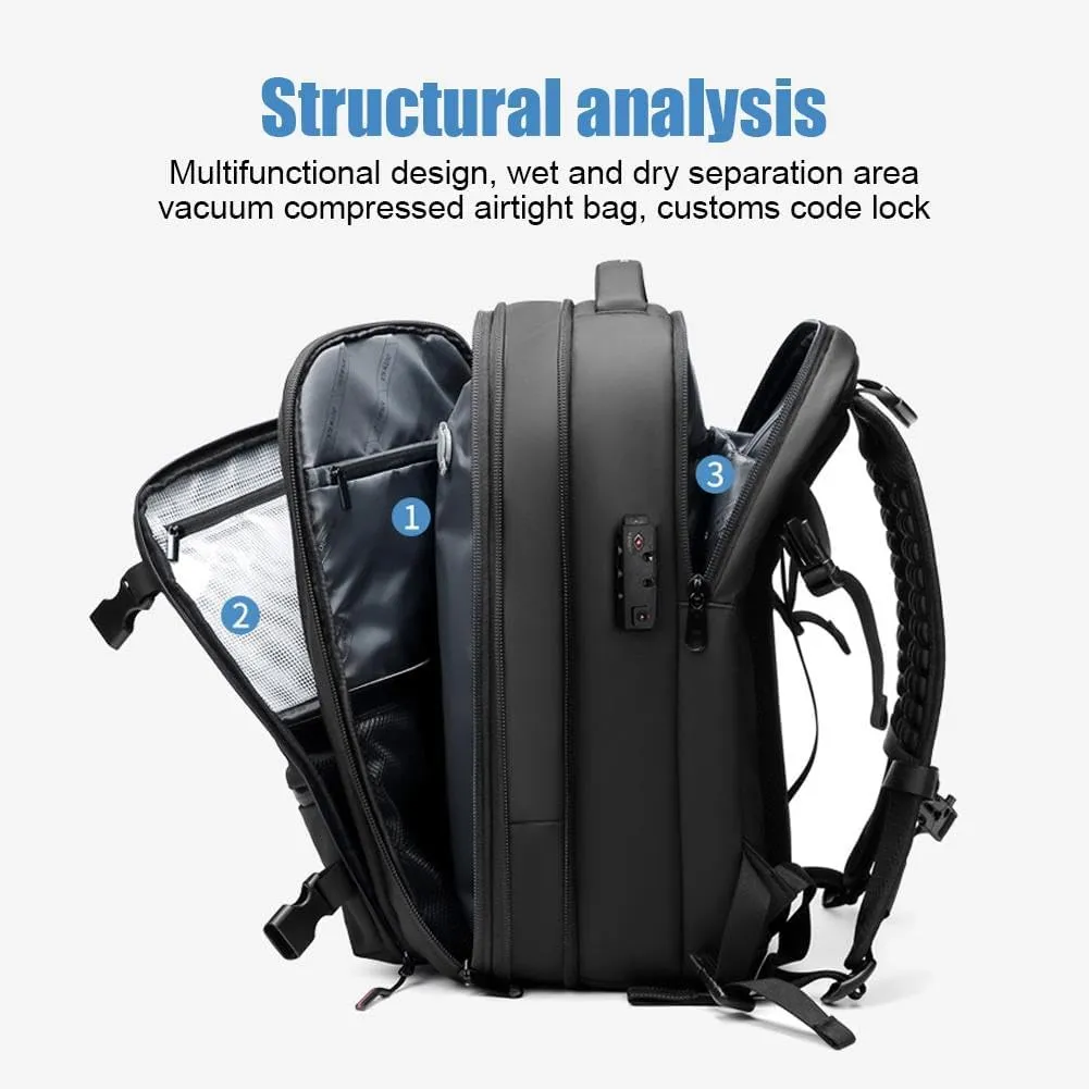 Expandable Large Capacity Backpack With Vacuum Compression,Waterproof Travel Vacuum Backpack Carry On Travel, Gray