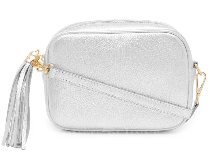 Fabucci Silver   leather Crossbody bag with Tassel