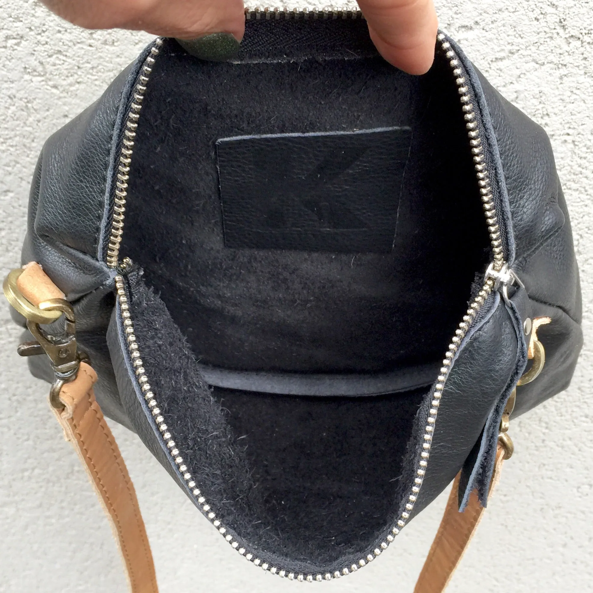 Farrah Vintage Black Leather Crossbody Bag