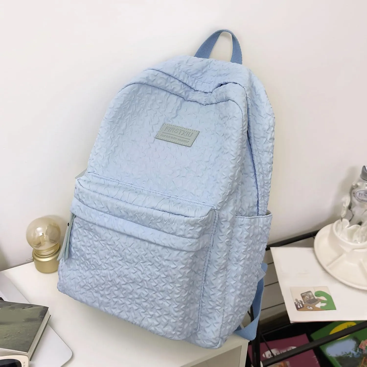 Fashion Cloth Canvas Backpack for Women Waterproof Nylon Anti-Theft Rucksack Fashion Bags for Travel Work Gift(Blue)