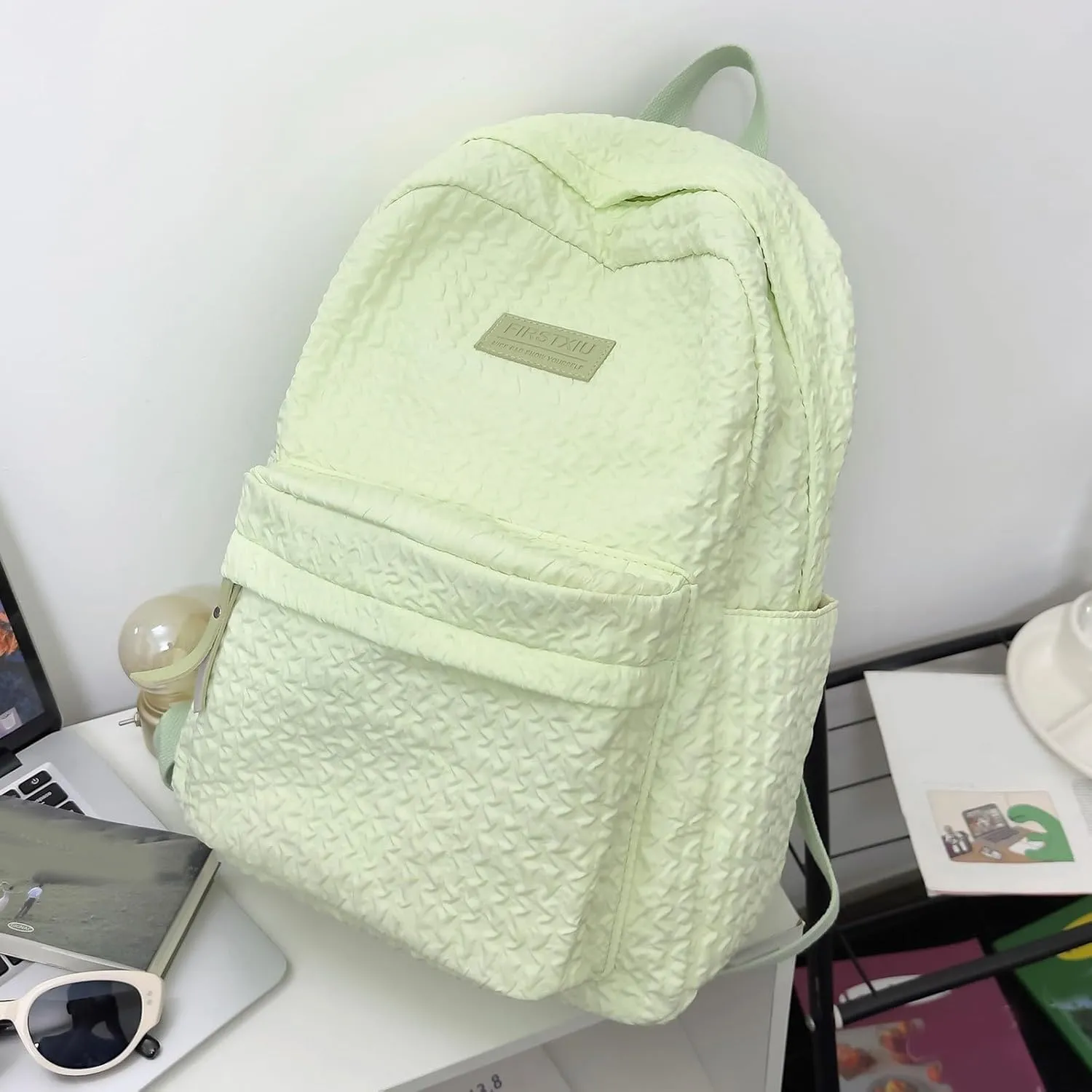 Fashion Cloth Canvas Backpack for Women Waterproof Nylon Anti-Theft Rucksack Fashion Bags for Travel Work Gift(Green)