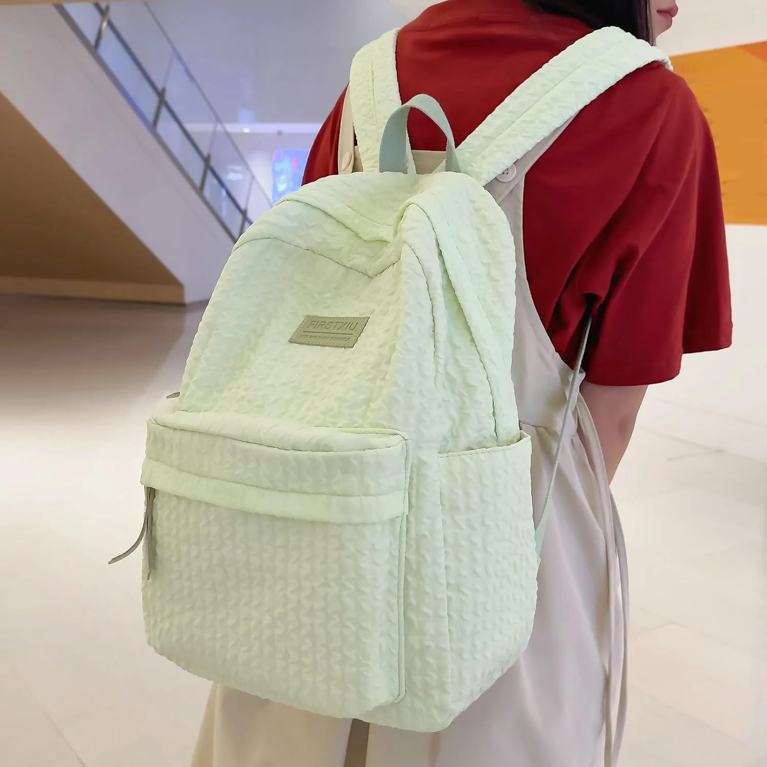 Fashion Cloth Canvas Backpack for Women Waterproof Nylon Anti-Theft Rucksack Fashion Bags for Travel Work Gift(Green)