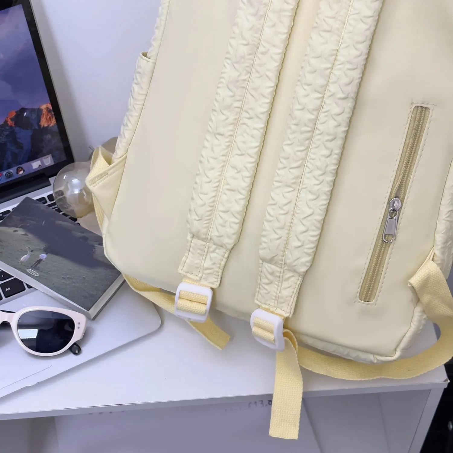 Fashion Cloth Canvas Backpack for Women Waterproof Nylon Anti-Theft Rucksack Fashion Bags for Travel Work Gift(Yellow)
