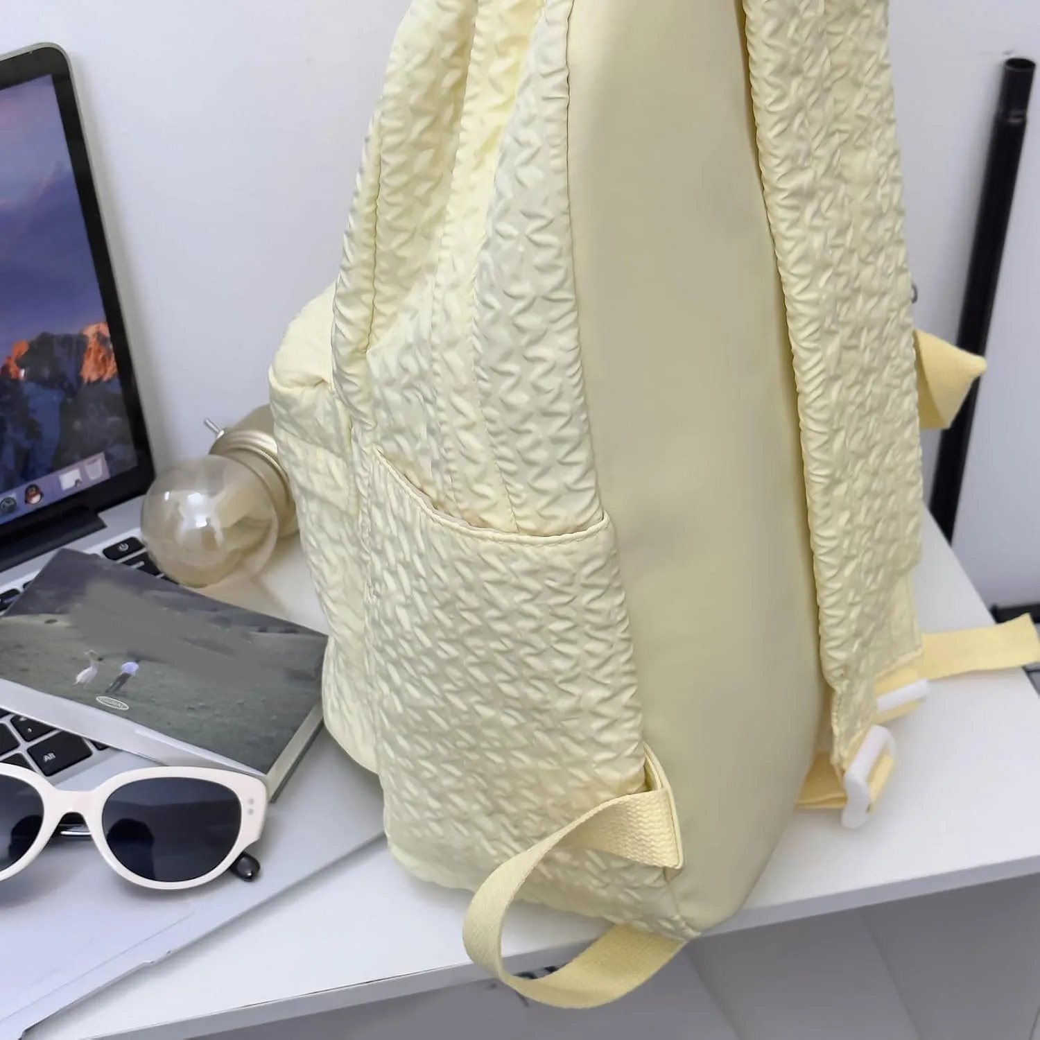 Fashion Cloth Canvas Backpack for Women Waterproof Nylon Anti-Theft Rucksack Fashion Bags for Travel Work Gift(Yellow)