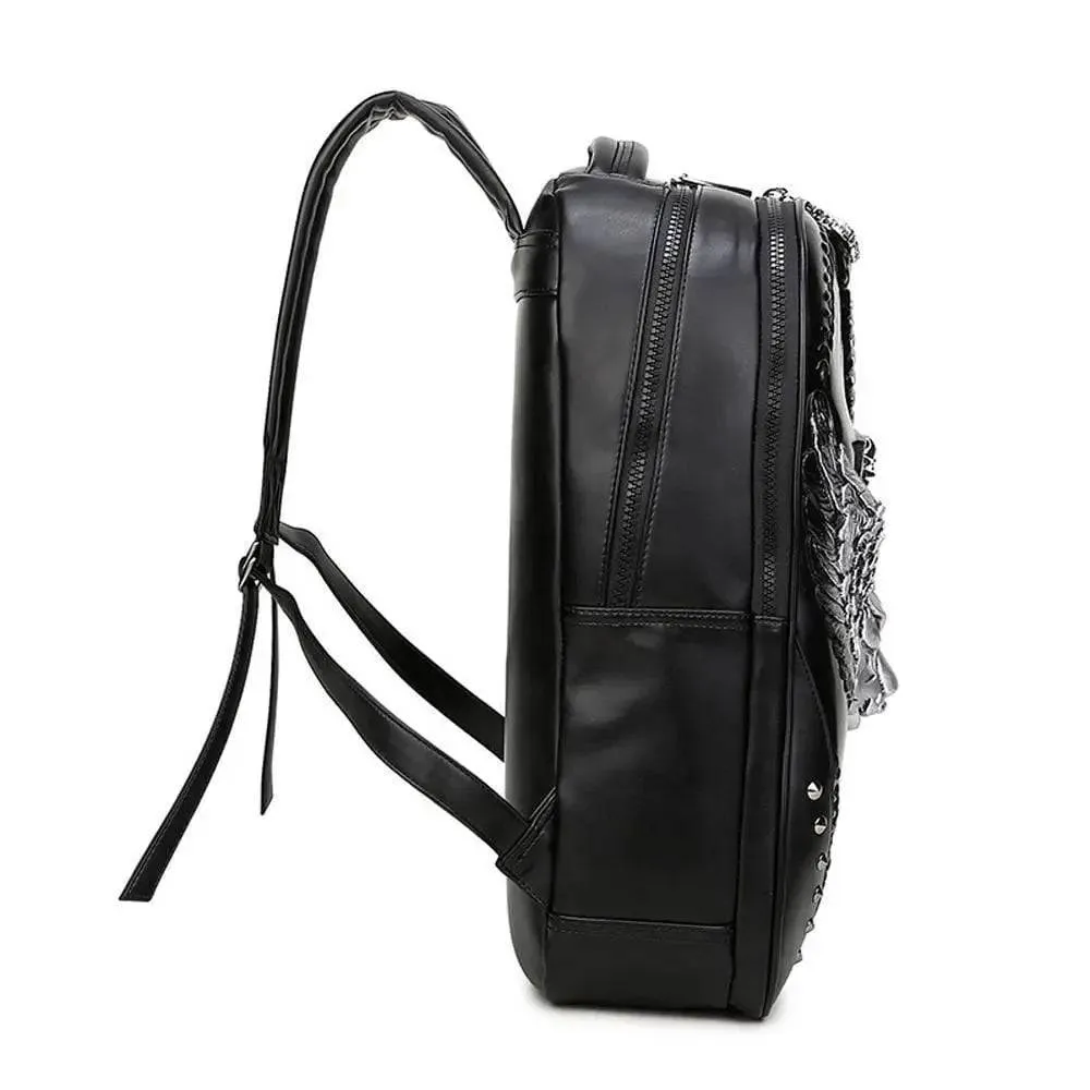 Fashion Punk Rivets Backpack 3D Wing Wolf - Warrior Cartoon Backpack Knapsacks