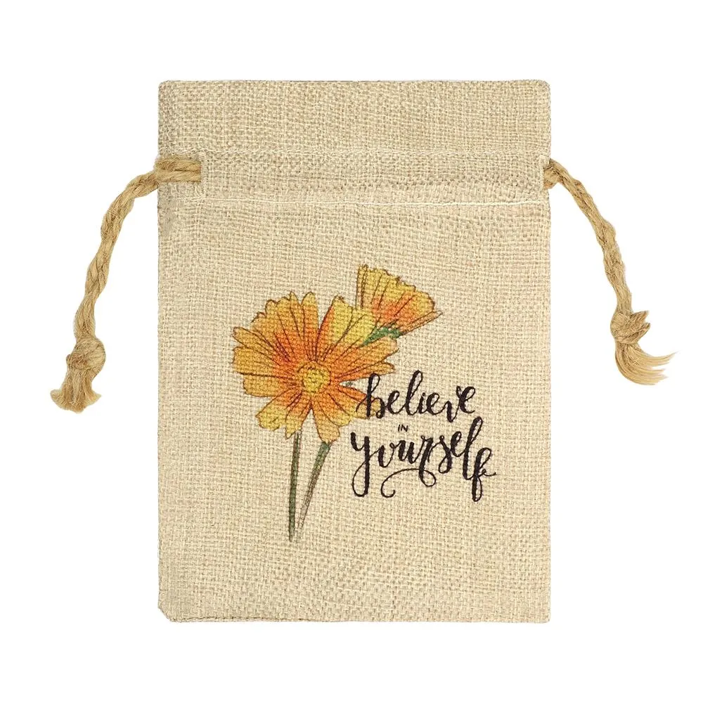 Faux Burlap Drawstring Bag - 17 x 21 cm