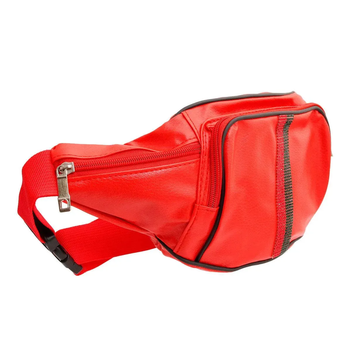 Faux Leather Waist Bag Fanny Pack Red