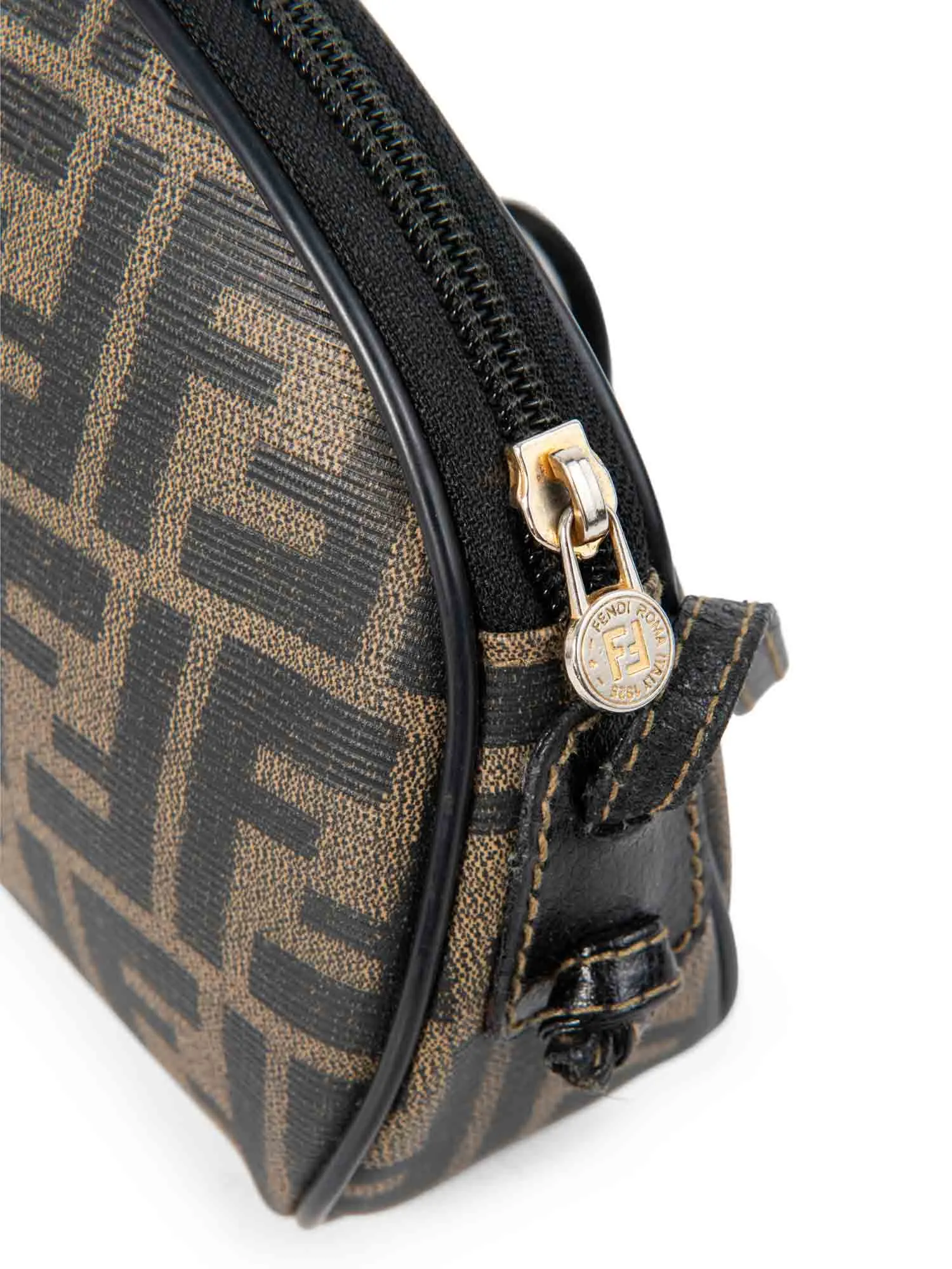 Fendi Zucca Canvas Leather Messenger Bag Brown