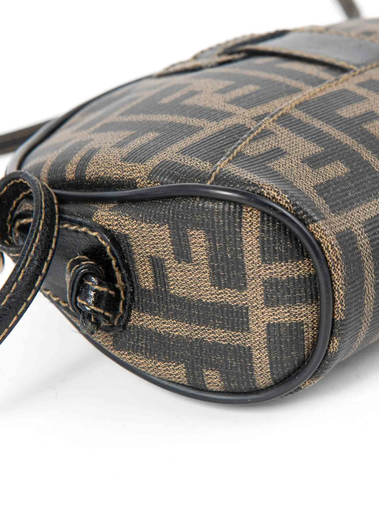 Fendi Zucca Canvas Leather Messenger Bag Brown