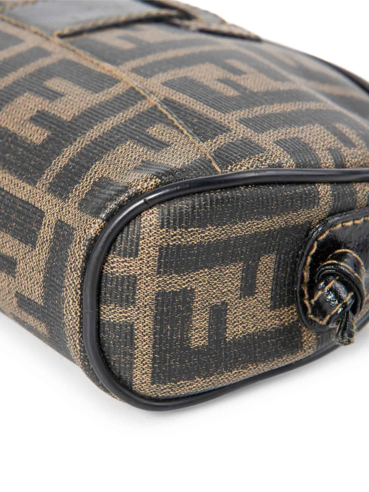 Fendi Zucca Canvas Leather Messenger Bag Brown