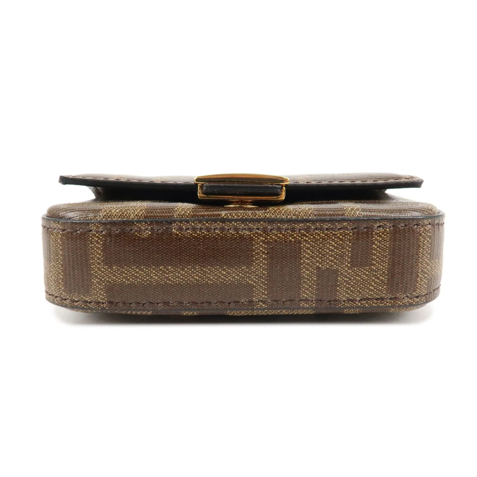 FENDI Zucca Coated Leather Nano Bucket Waist Bag Brown 8C0598 Used