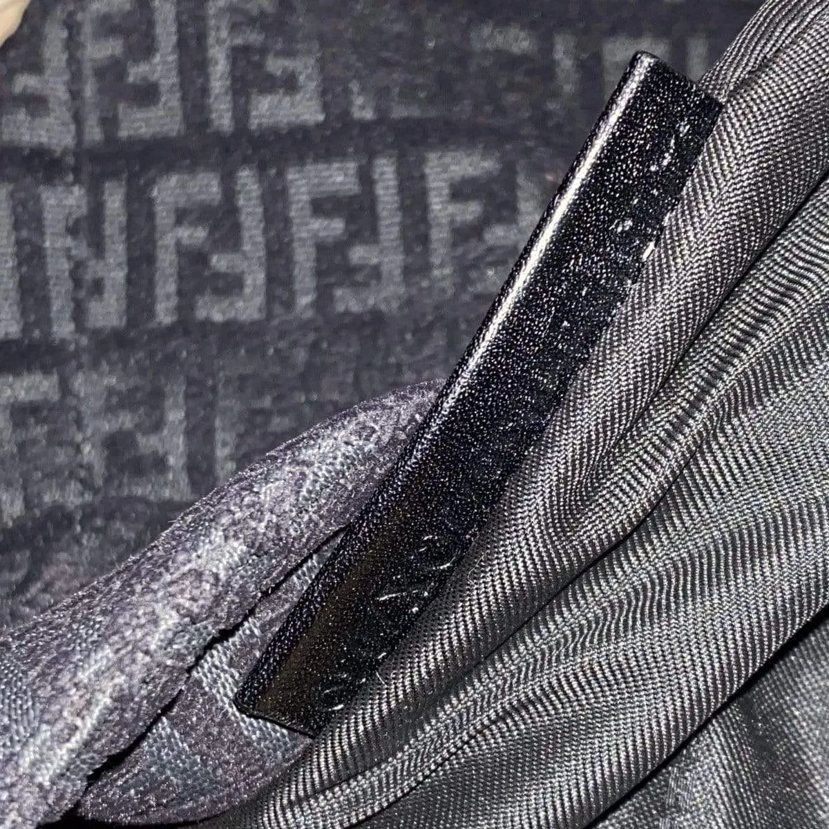 Fendi Zucchino Mamma Baguette Suede Shoulder Bag Black
