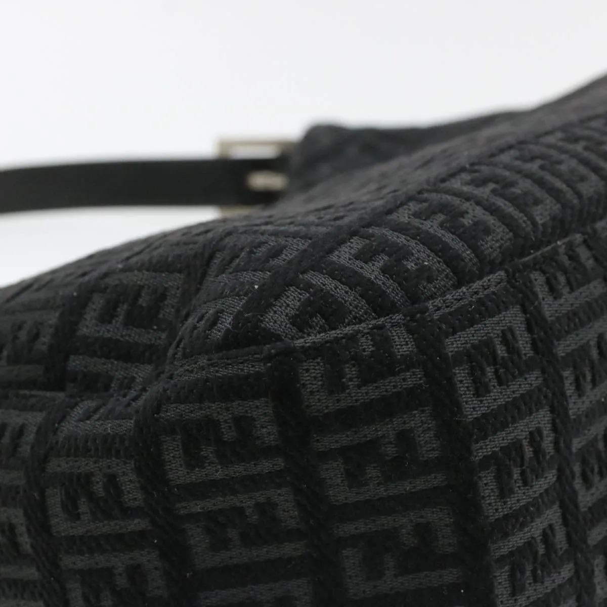 Fendi Zucchino Mamma Baguette Suede Shoulder Bag Black