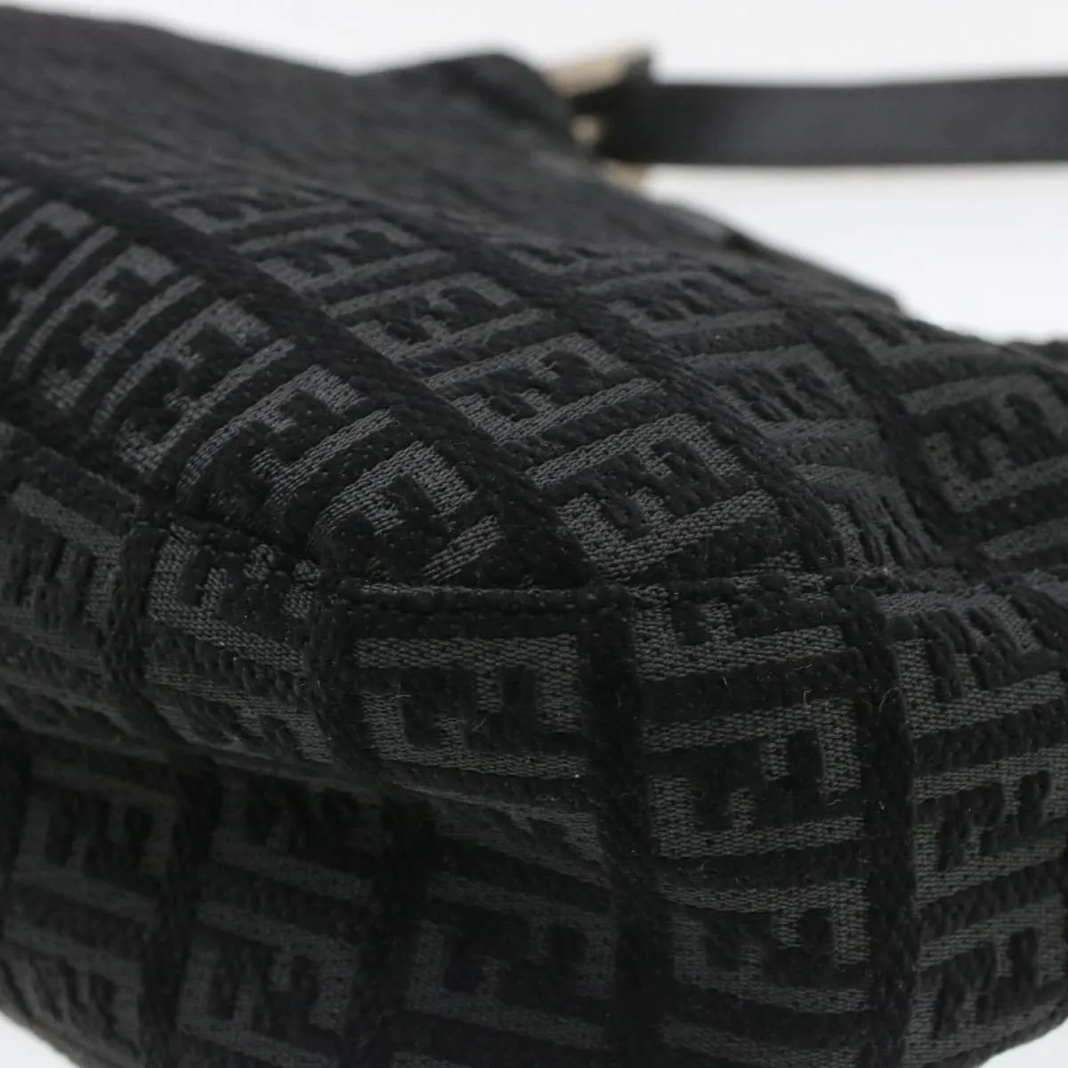 Fendi Zucchino Mamma Baguette Suede Shoulder Bag Black