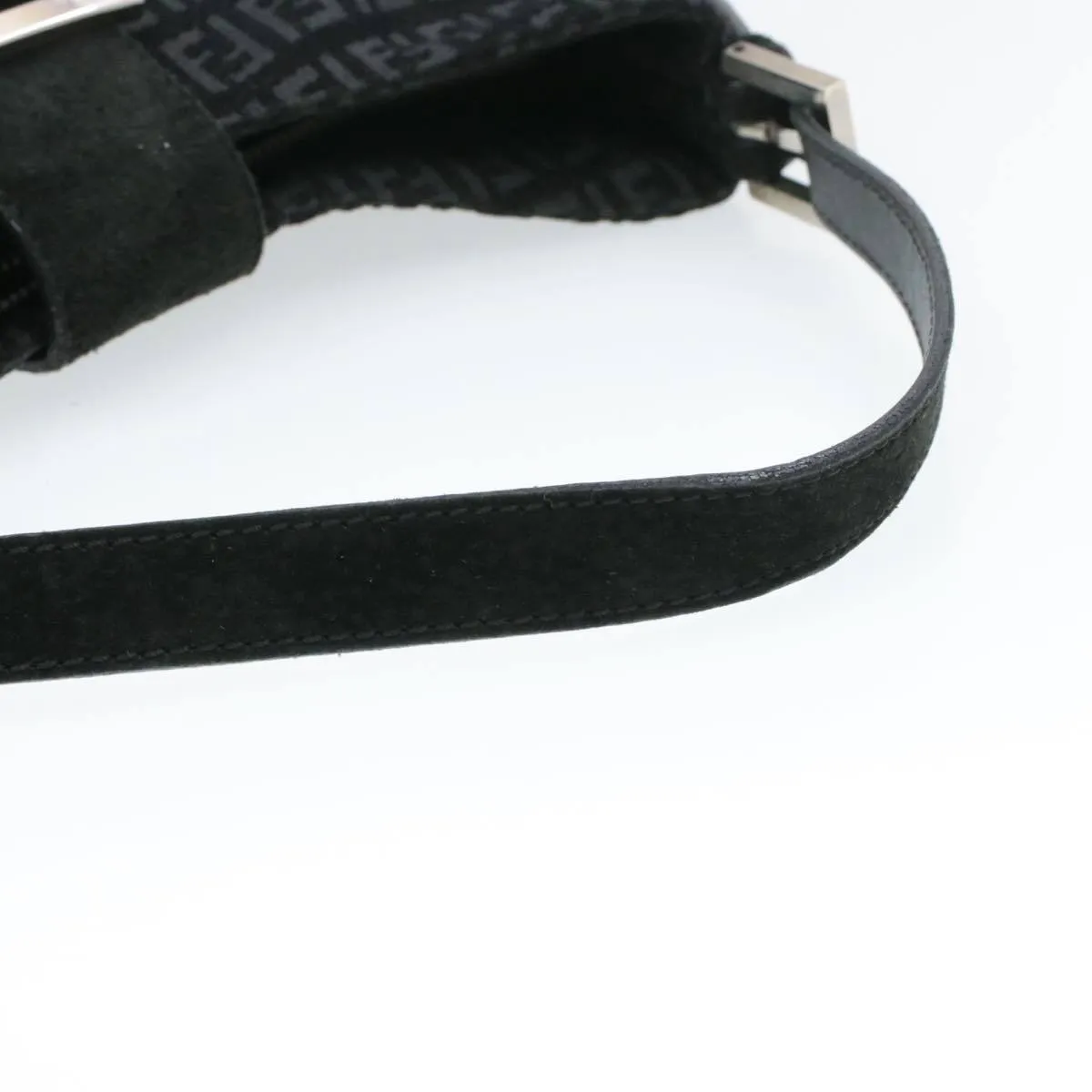 Fendi Zucchino Mamma Baguette Suede Shoulder Bag Black