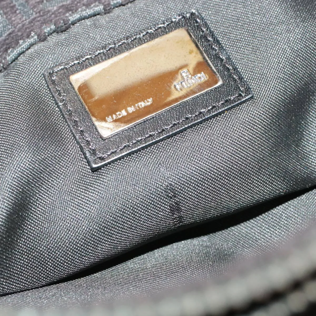 Fendi Zucchino Mamma Baguette Suede Shoulder Bag Black