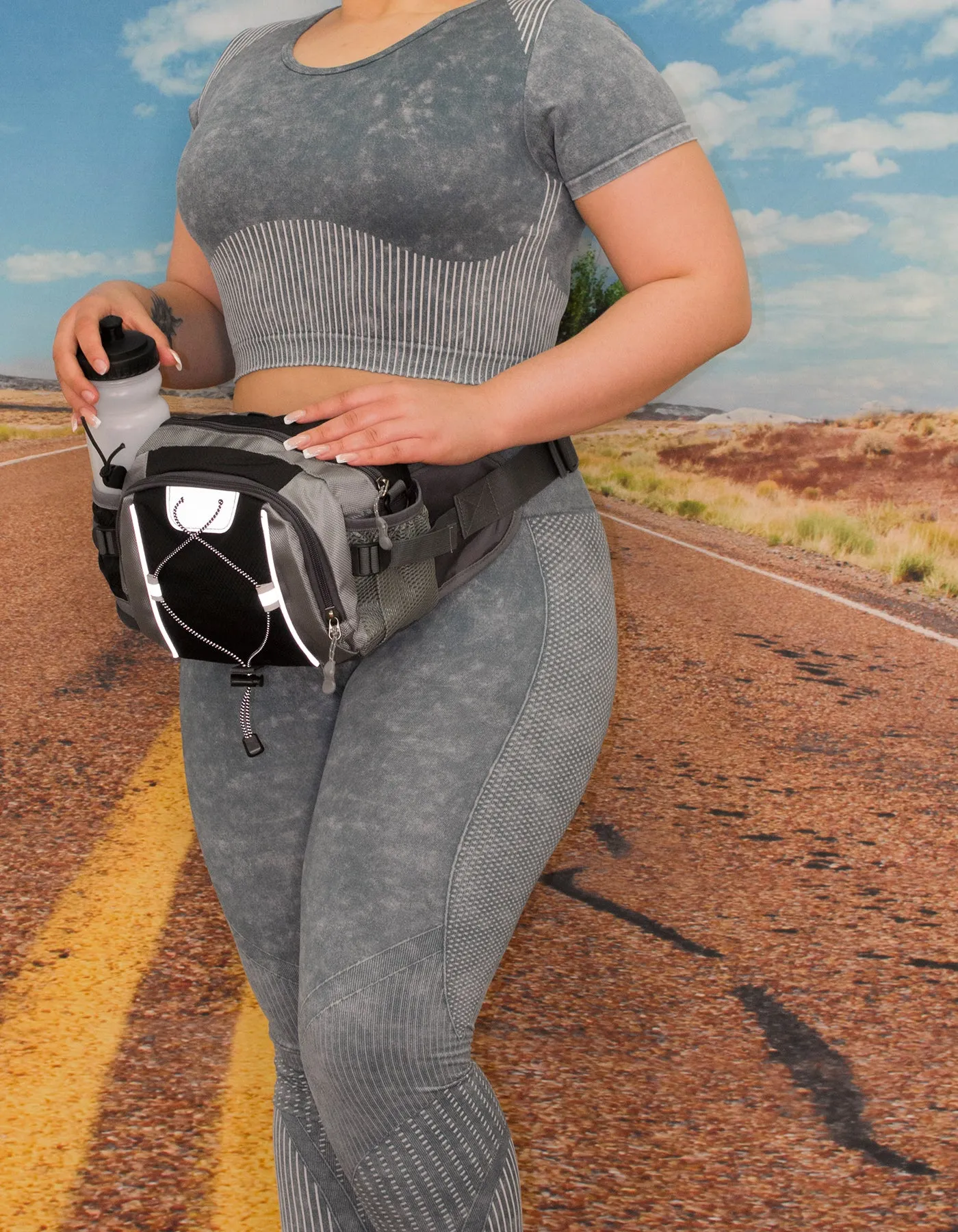 Fino B4506 Unisex Active Wear Hiking Waist Pack with Water Bottle Holder