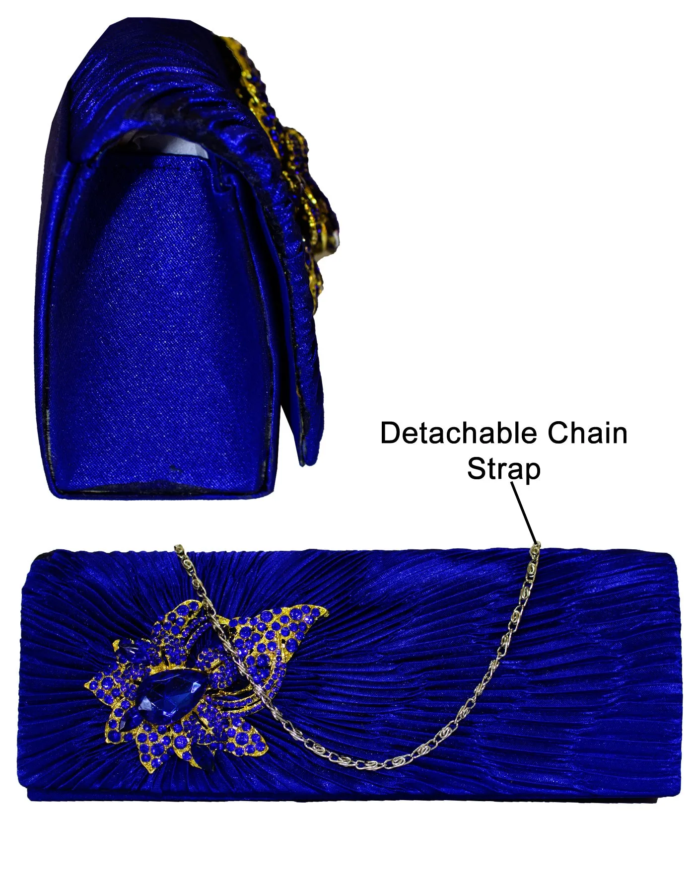 Fino T882 Elegant & Fancy Women’s Satin Clutch Bag with Chain