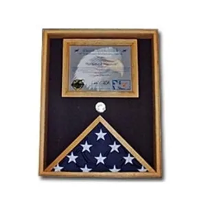 Flag and Document Display Case - Oak Material.