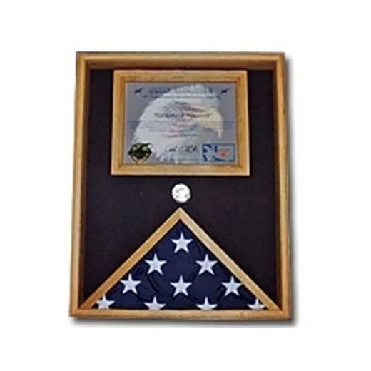 Flag and Document Display Case - Oak Material.