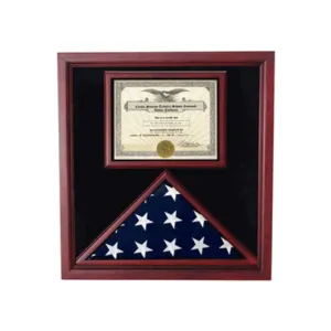 Flag and Document Display Case - Walnut Material.