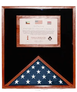 Flag display cases with certificate holder Veterans Made