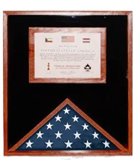 Flag display cases with certificate holder Veterans Made