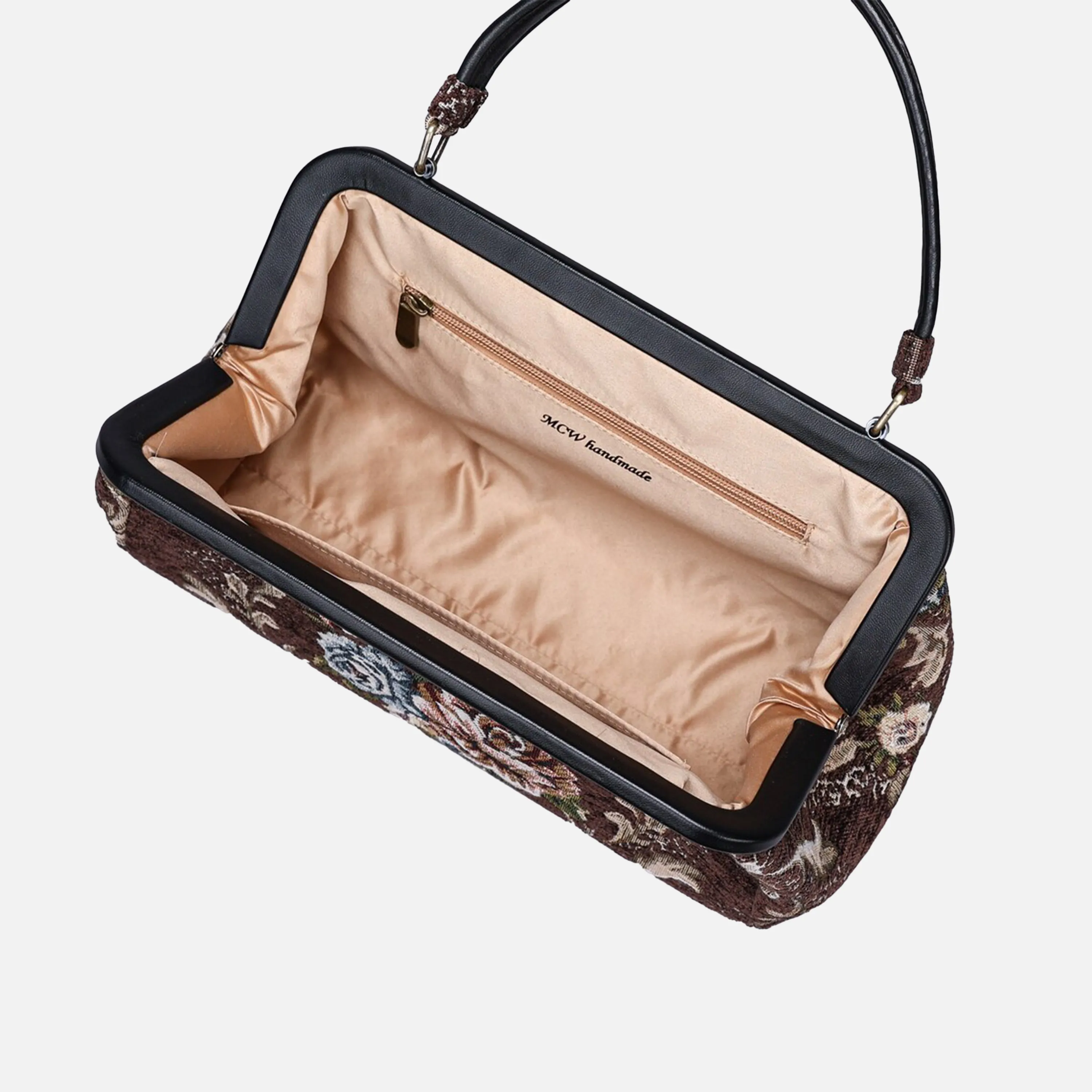 Floral Brown Top Handle Purse