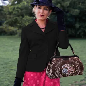 Floral Brown Top Handle Purse