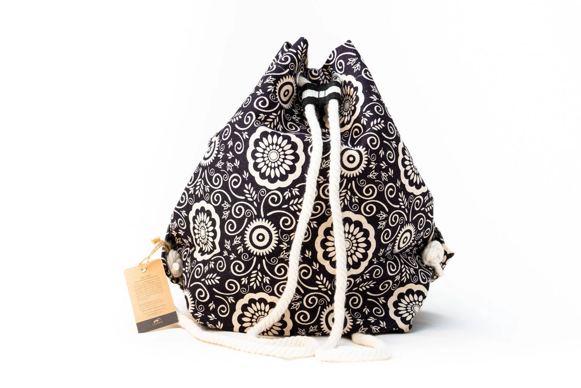 Floral Canvas Drawstring Day Bag