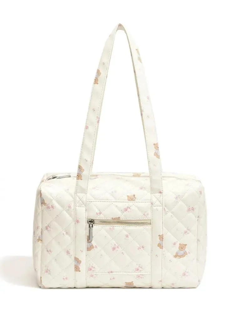 ‘Floria’Coquette Floral Bear Prints Big Volume Handbag